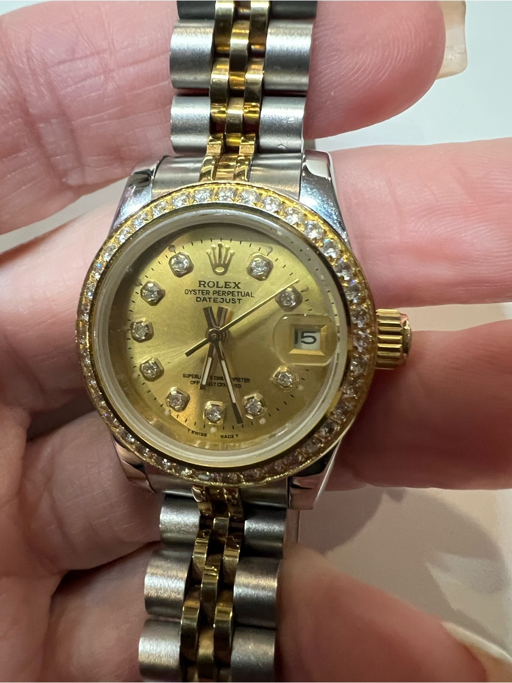 Unknown brand..,  Two-Tone Gold and Silver Diamond Bezel Women's Bracelet Watch - Picture 9 of 16